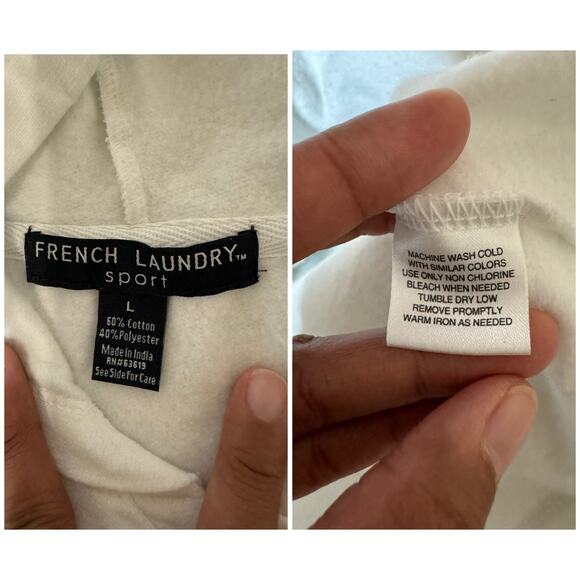 French Laundry Pockets 1/4 Quarter Zip Button Snap Hooded Sweater Women’s Size L - Picture 7 of 8